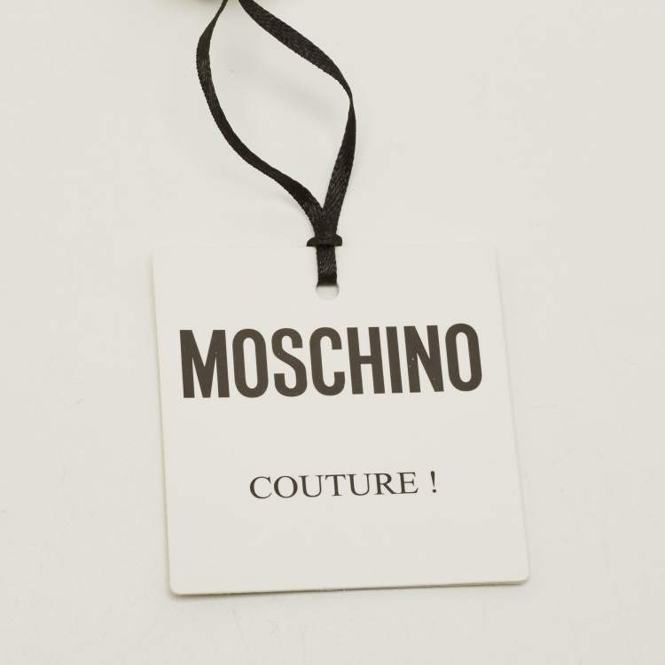 Pre Owned حقيبة كتف موسكينو شعار قلاب جلد أسود