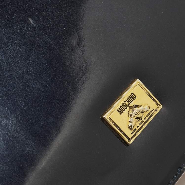 Pre Owned Moschino Tricolor Patent Leather Flap Shoulder Bag