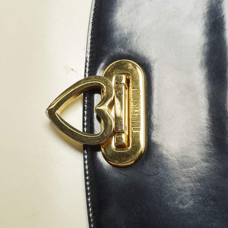 Pre Owned Moschino Tricolor Patent Leather Flap Shoulder Bag