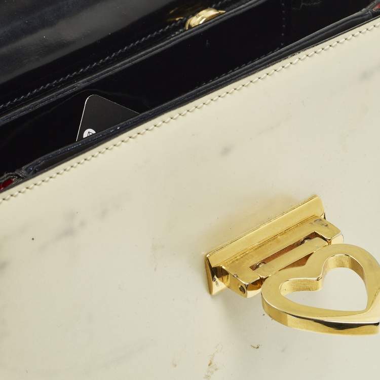 Pre Owned Moschino Tricolor Patent Leather Flap Shoulder Bag