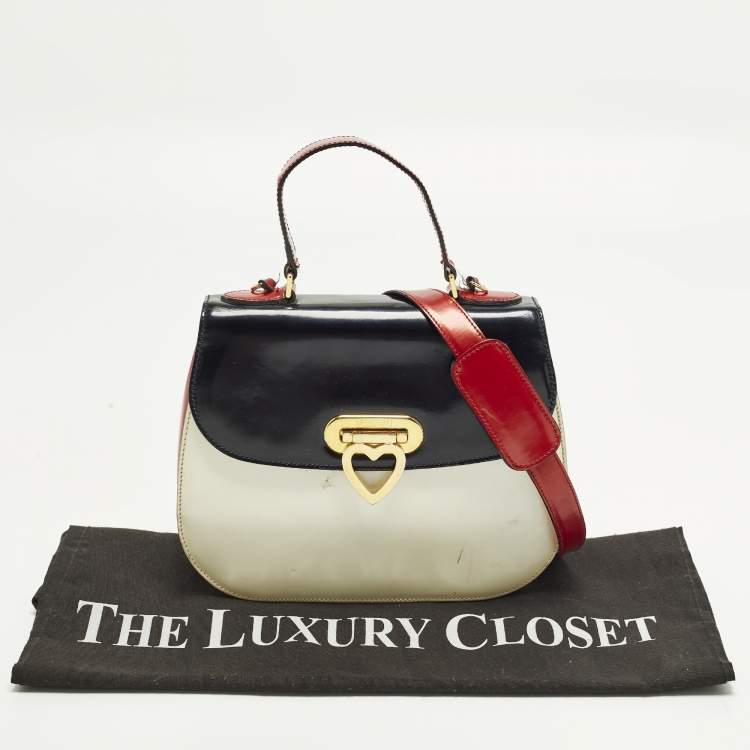 Pre Owned Moschino Tricolor Patent Leather Flap Shoulder Bag