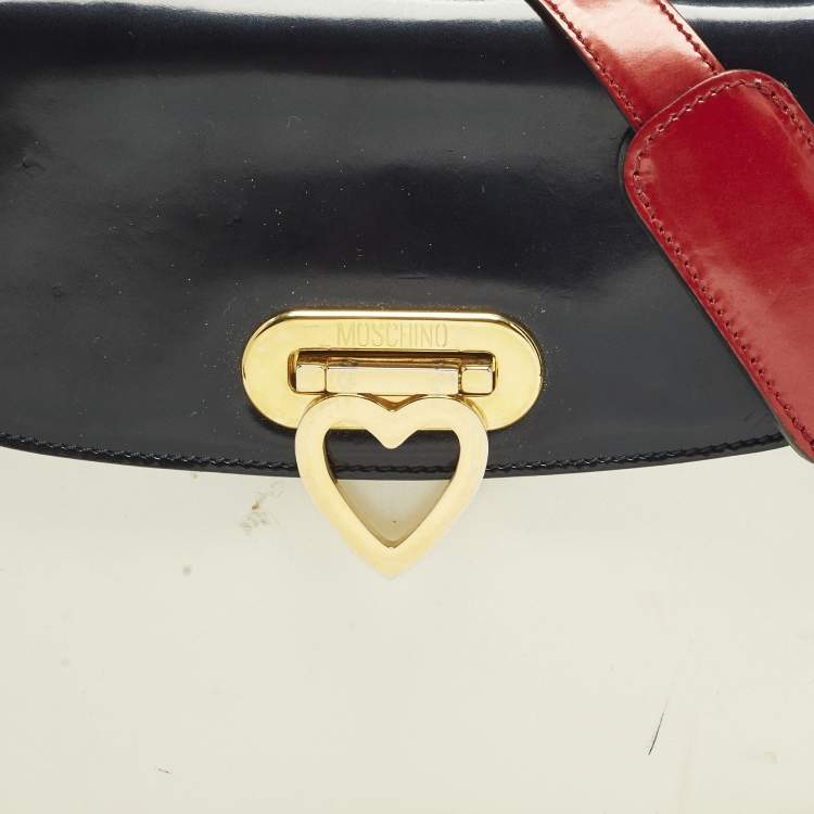 Pre Owned Moschino Tricolor Patent Leather Flap Shoulder Bag