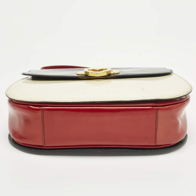 Pre Owned Moschino Tricolor Patent Leather Flap Shoulder Bag