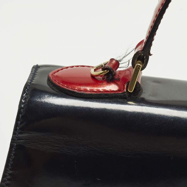 Pre Owned Moschino Tricolor Patent Leather Flap Shoulder Bag