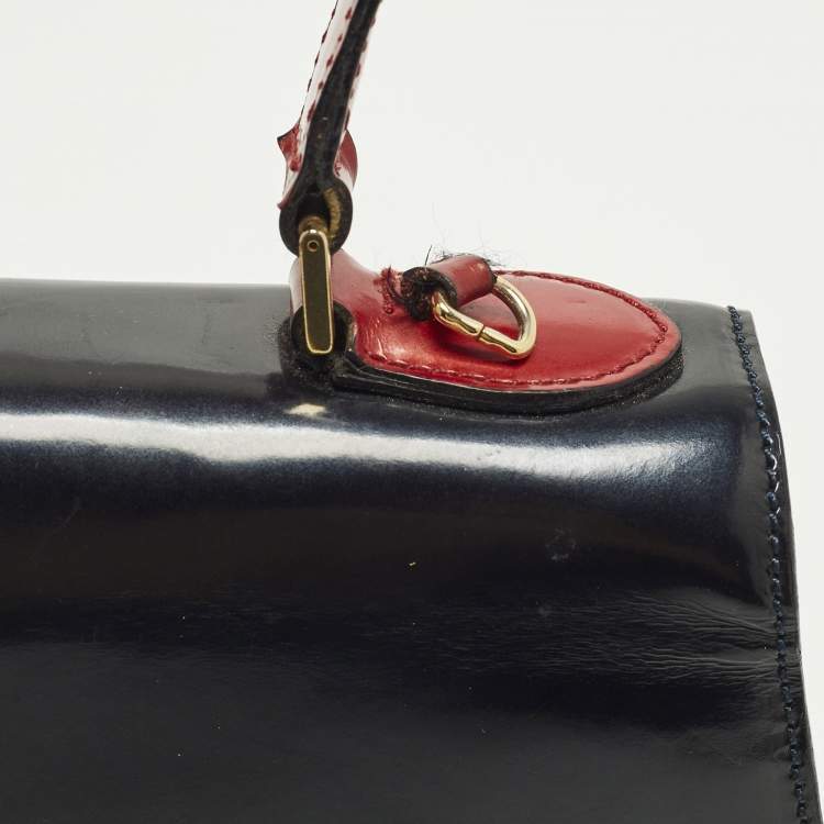 Pre Owned Moschino Tricolor Patent Leather Flap Shoulder Bag