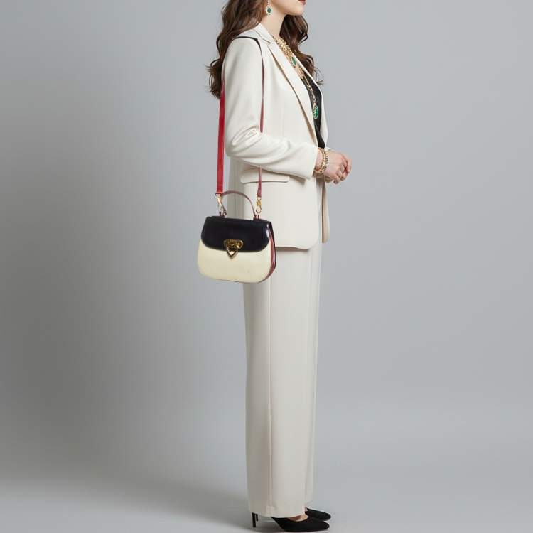 Pre Owned Moschino Tricolor Patent Leather Flap Shoulder Bag