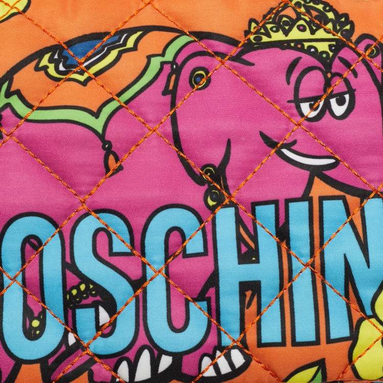 Pre Owned Moschino Elephant Crowned Multicolor Quilted Fabric Shoulder Bag