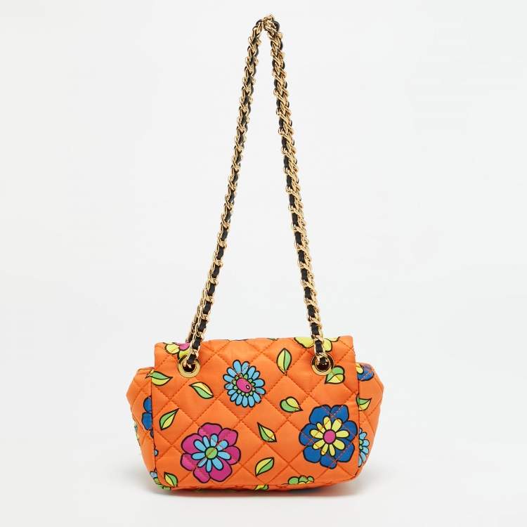 Pre Owned Moschino Elephant Crowned Multicolor Quilted Fabric Shoulder Bag