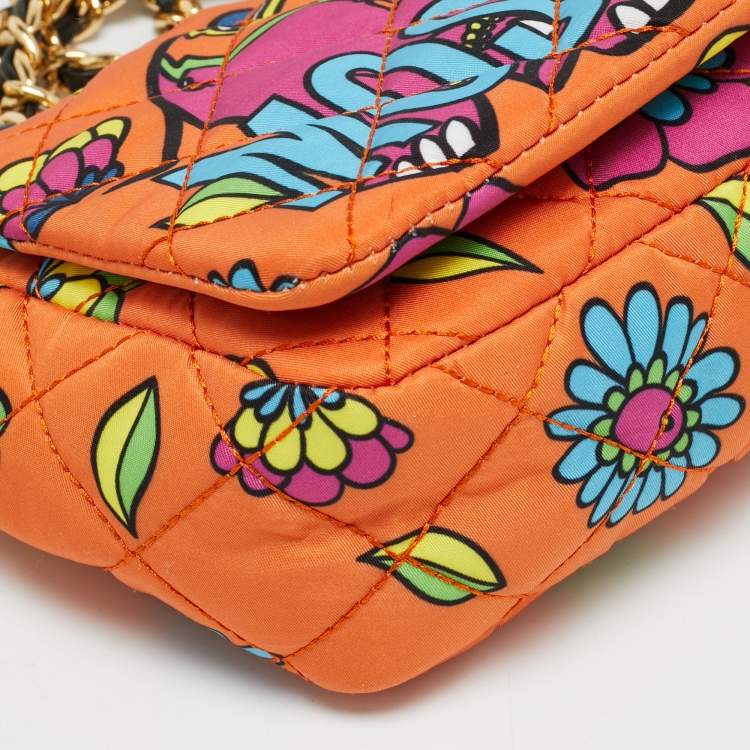 Pre Owned Moschino Elephant Crowned Multicolor Quilted Fabric Shoulder Bag