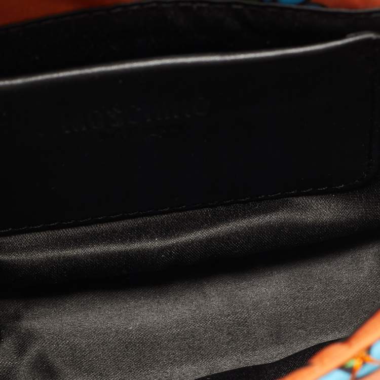 Pre Owned Moschino Elephant Crowned Multicolor Quilted Fabric Shoulder Bag