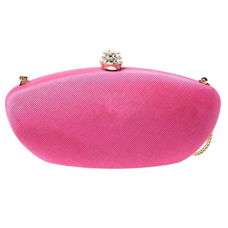 Pre Owned Moschino Pink Canvas Chain Clutch