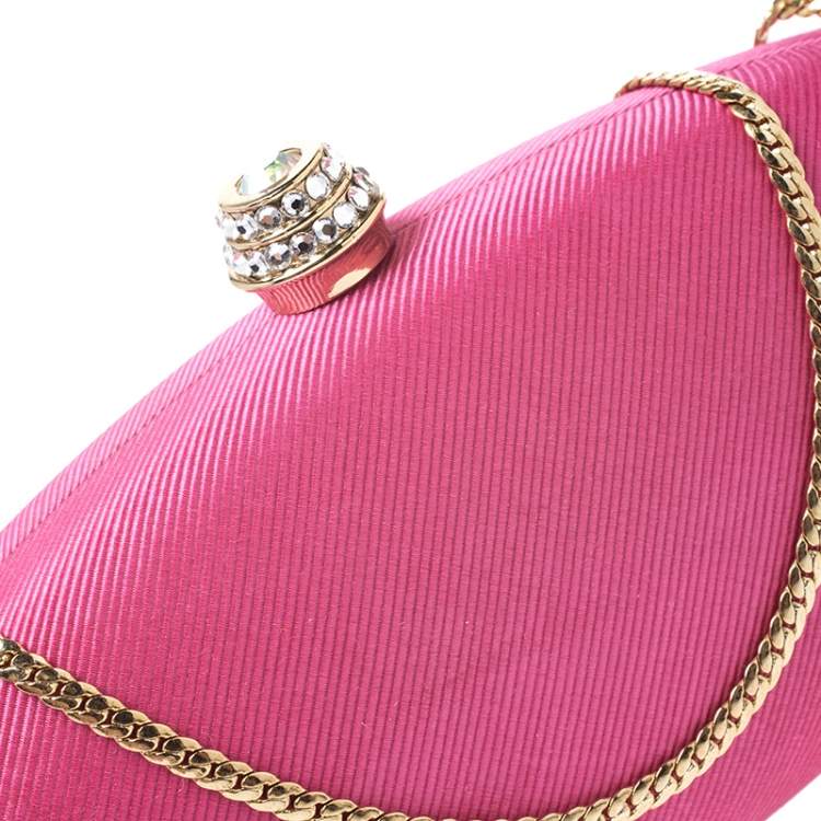 Pre Owned Moschino Pink Canvas Chain Clutch