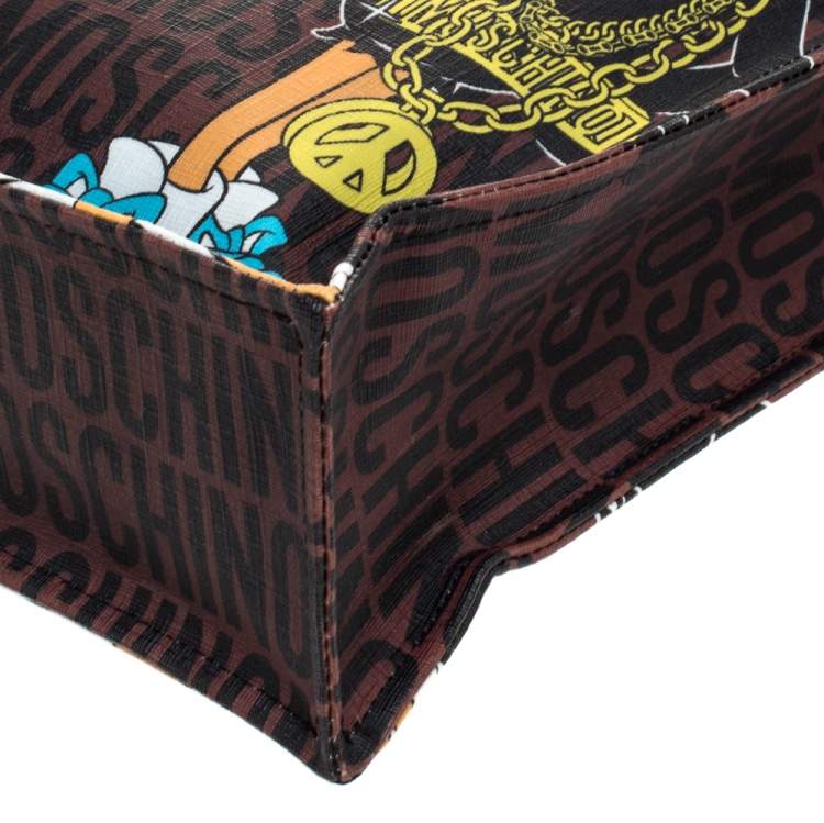 مملوكة مسبقًا Moschino Brown Bugs Bunny and Duffy Duck Printed Shopper Tote