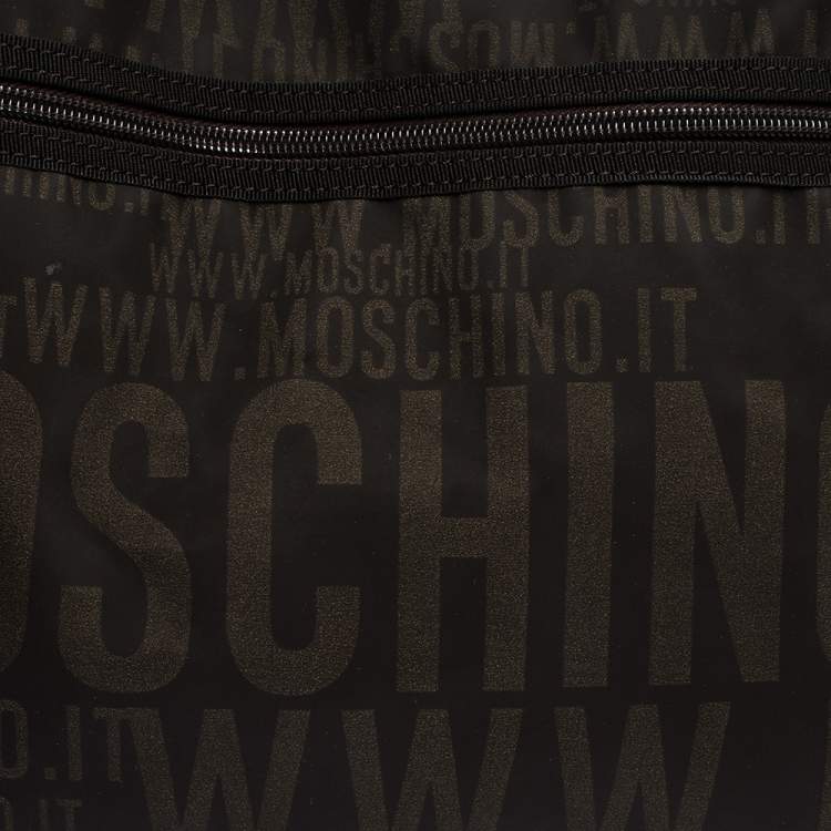 Pre Owned Moschino Dark Brown Signature Nylon Shopper Tote