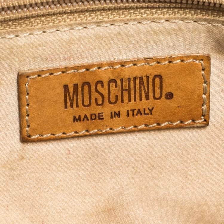 Pre Owned Moschino Gold Iridescent Leather Shoulder Bag