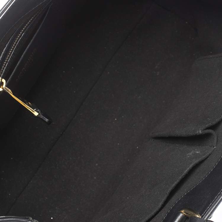 Pre Owned Moschino Black Floral Applique Leather Tote