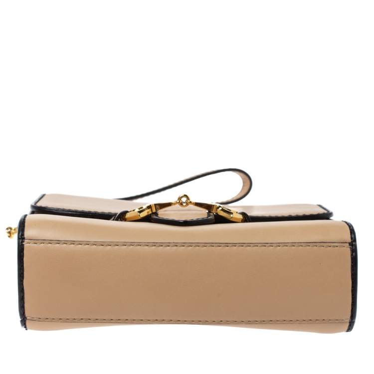 Pre Owned Moschino Beige Leather Flap Wristlet Clutch