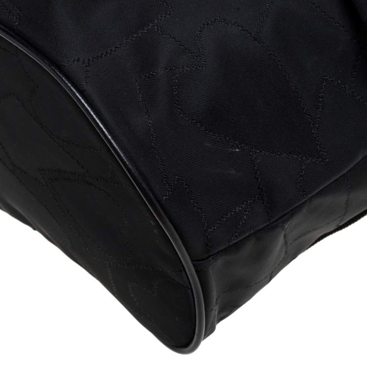 Pre Owned Moschino Black Nylon Logo Flap Backpack