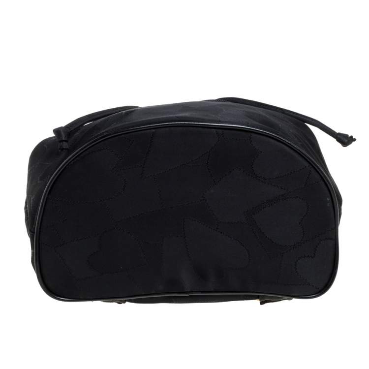 Pre Owned Moschino Black Nylon Logo Flap Backpack