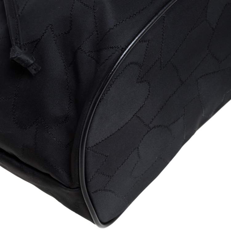 Pre Owned Moschino Black Nylon Logo Flap Backpack