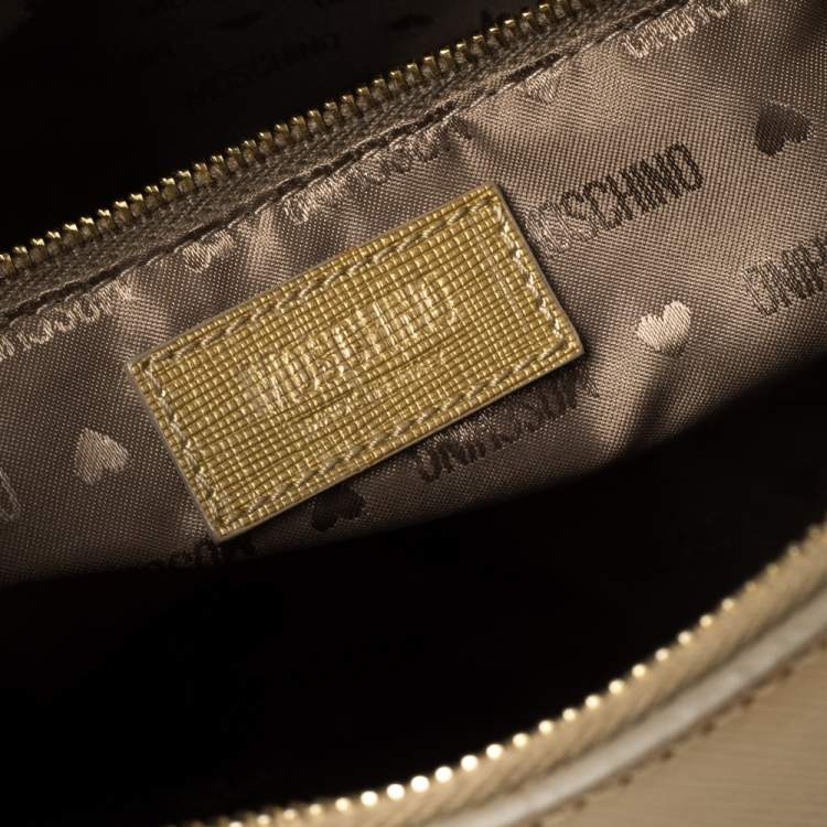 Pre Owned Moschino Gold Patent Leather Satchel
