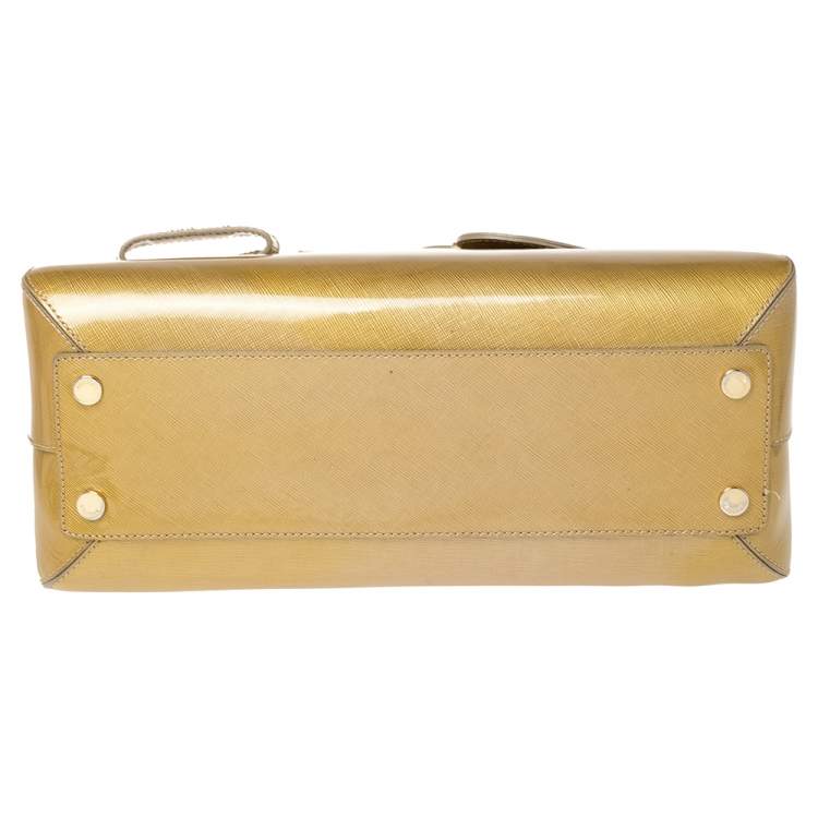 Pre Owned Moschino Gold Patent Leather Satchel
