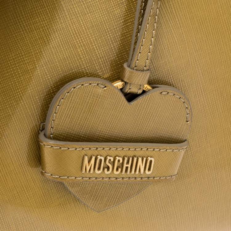 Pre Owned Moschino Gold Patent Leather Satchel