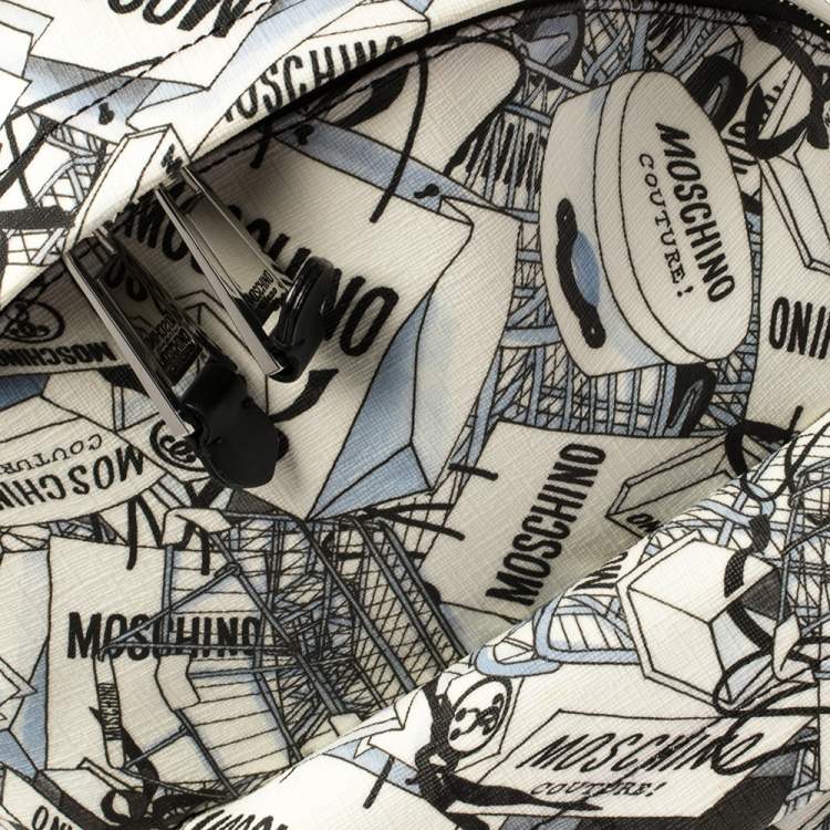 Pre Owned Moschino Multicolor Printed Coated Canvas Front Pocket Backpack