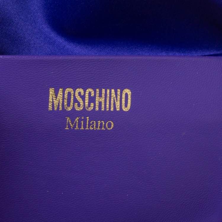 Pre Owned Moschino Purple Embossed Leather Chain Belt Bag