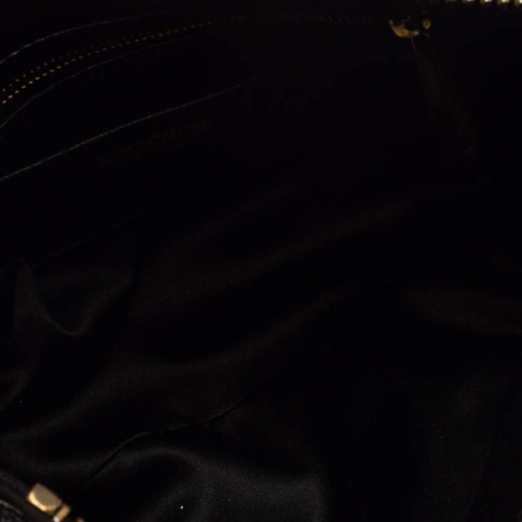 Pre Owned Moschino Black Grain Leather Side Logo Detail Tote 