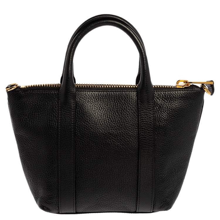 Pre Owned Moschino Black Grain Leather Side Logo Detail Tote 