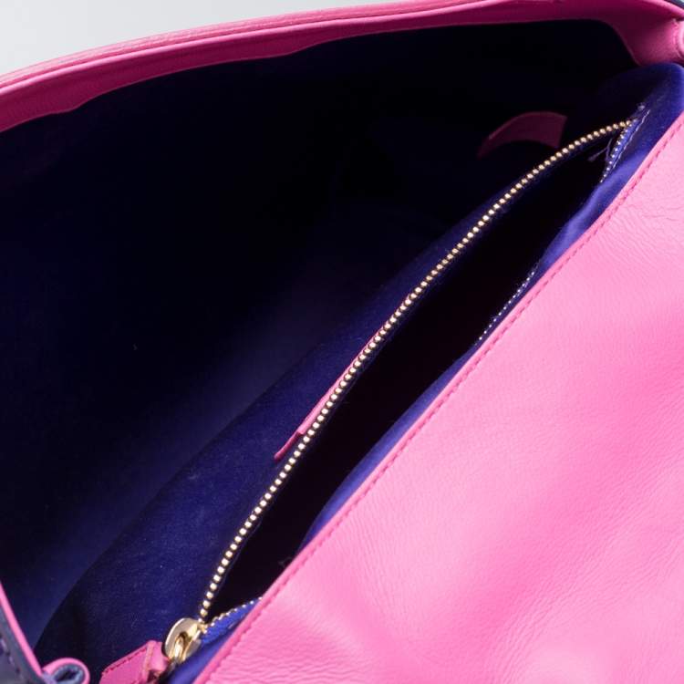 مملوكة مسبقًا Moschino Multicolor Patent Leather Bird Face Flap Shoulder Bag
