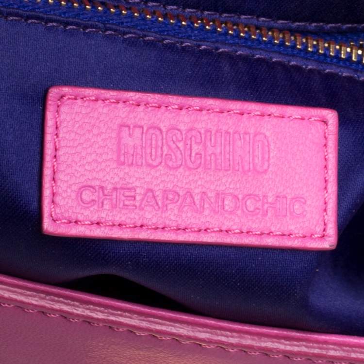مملوكة مسبقًا Moschino Multicolor Patent Leather Bird Face Flap Shoulder Bag