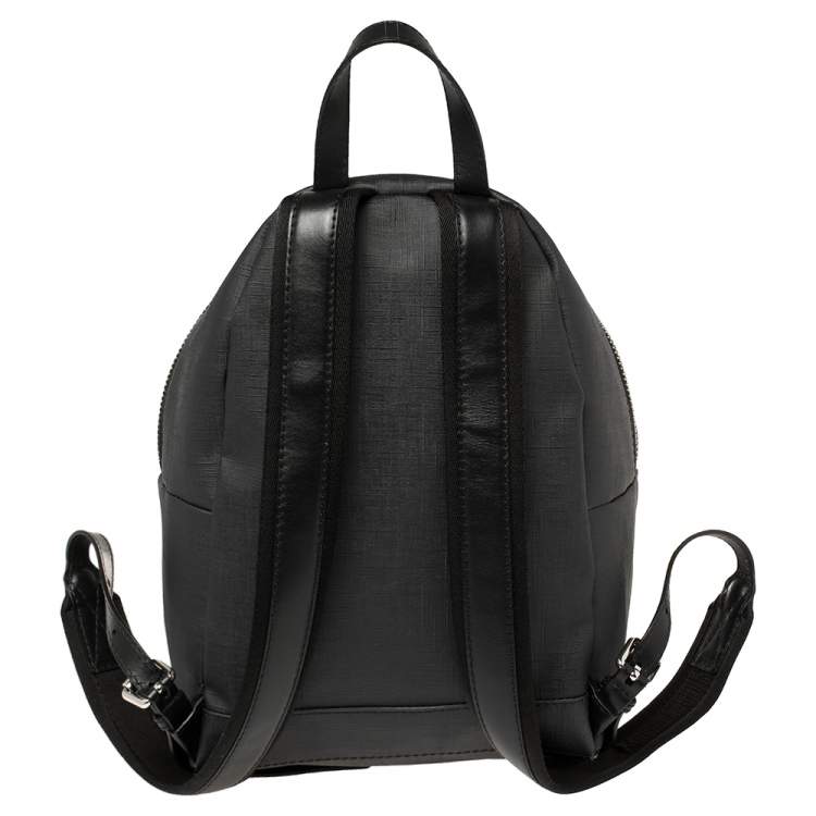 Pre Owned Moschino Black Faux Leather Small Safety Pin Teddy Backpack