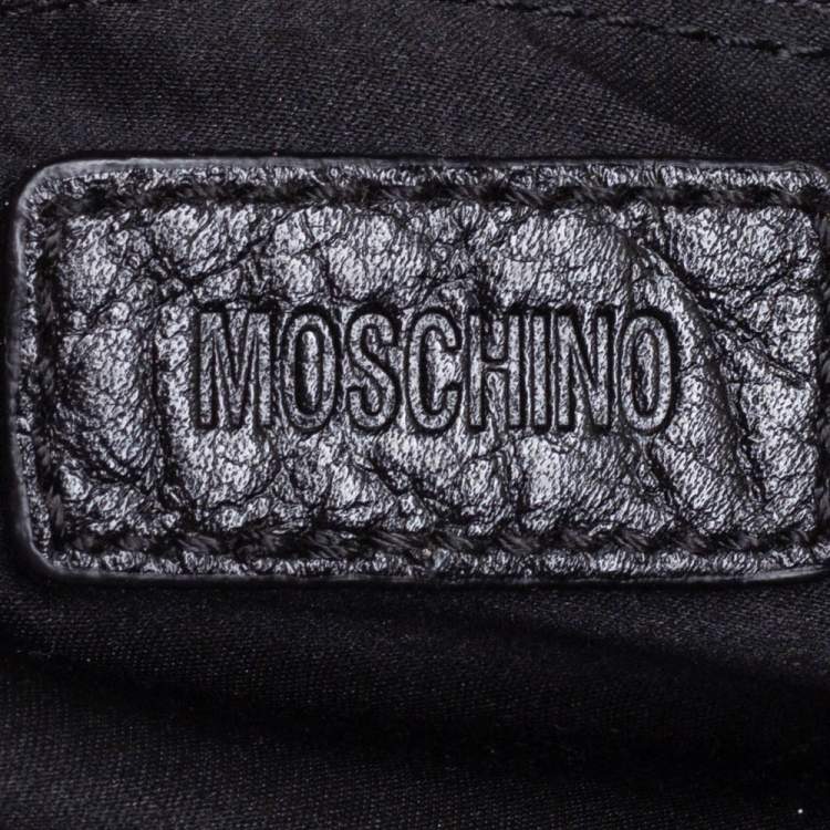 مملوكة مسبقًا Moschino Black Monogram Leather and Canvas Lock Tote