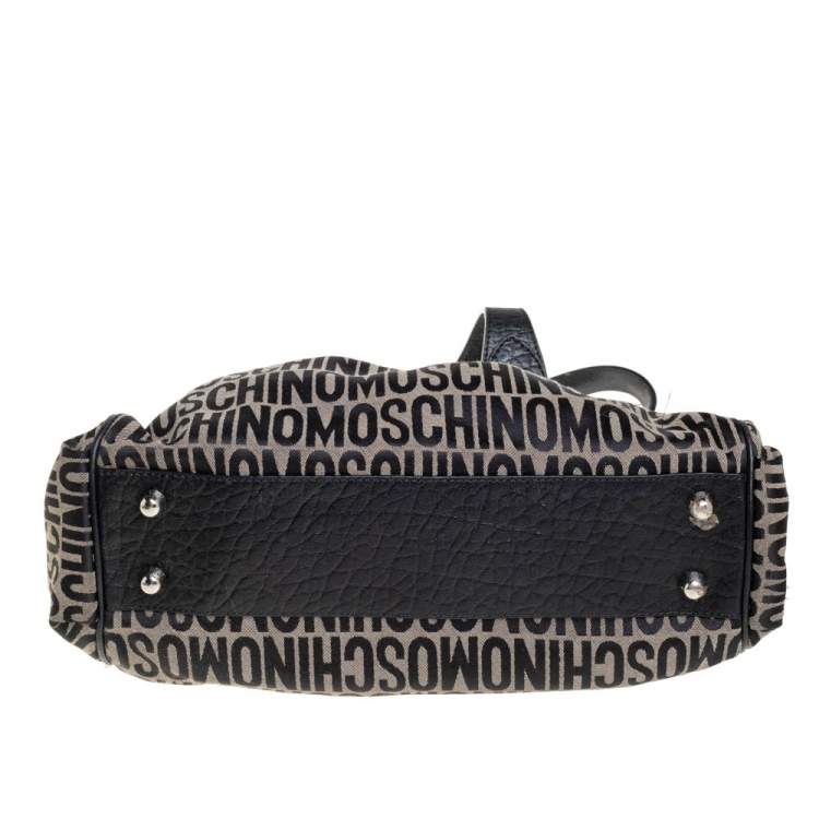 مملوكة مسبقًا Moschino Black Monogram Leather and Canvas Lock Tote