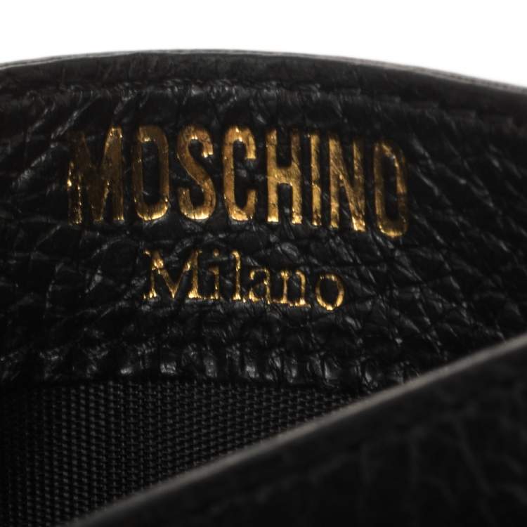 Pre Owned Moschino Black Leather Card Holder