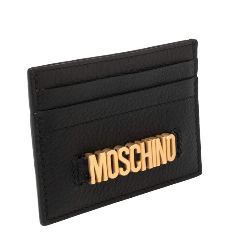 Pre Owned Moschino Black Leather Card Holder
