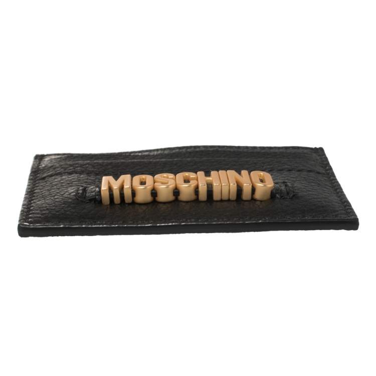 Pre Owned Moschino Black Leather Card Holder