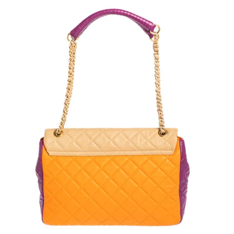 Pre Owned Moschino Multicolor Quilted Leather Flap Shoulder Bag