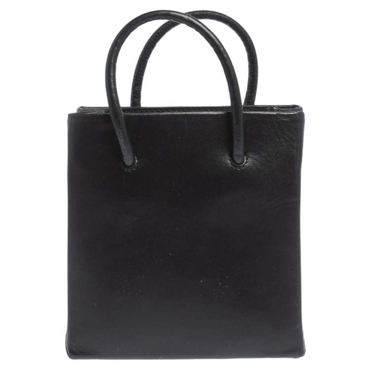 Pre Owned Moschino Black Signature Leather Mini Vertical Tote 