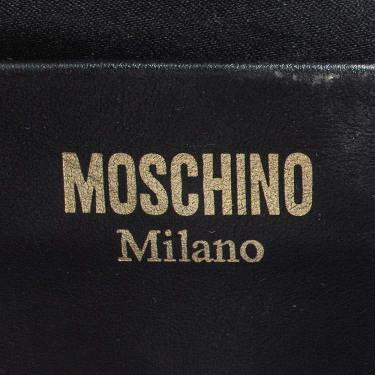 Pre Owned Moschino Black Signature Leather Mini Vertical Tote 