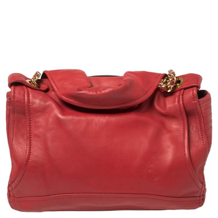 Pre Owned Moschino Red Leather Capsule Biker Jacket Shoulder Bag 