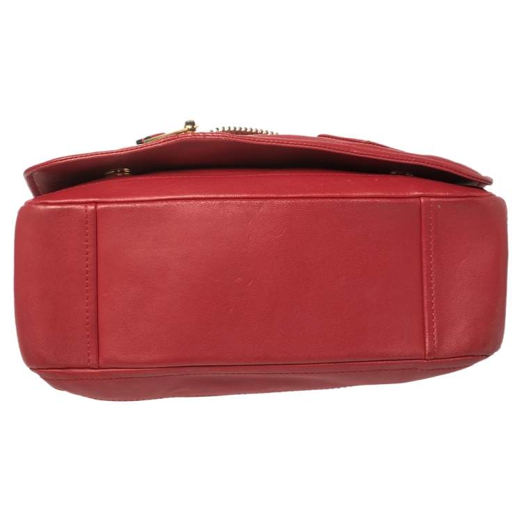 Pre Owned Moschino Red Leather Capsule Biker Jacket Shoulder Bag 