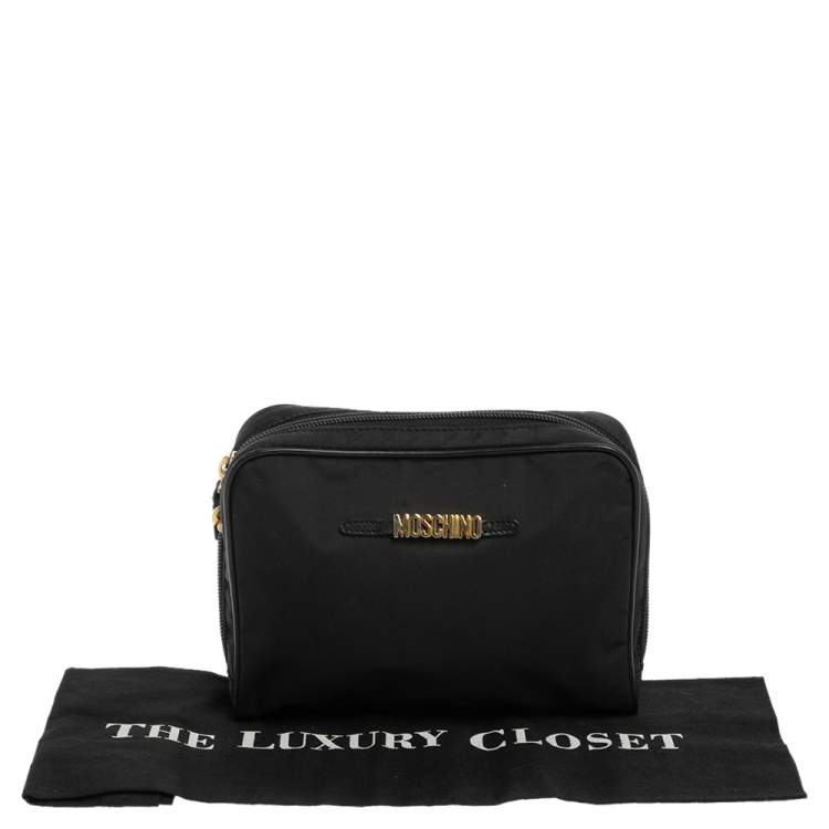 مملوكة مسبقًا Moschino Black Nylon Cosmetic Pouch