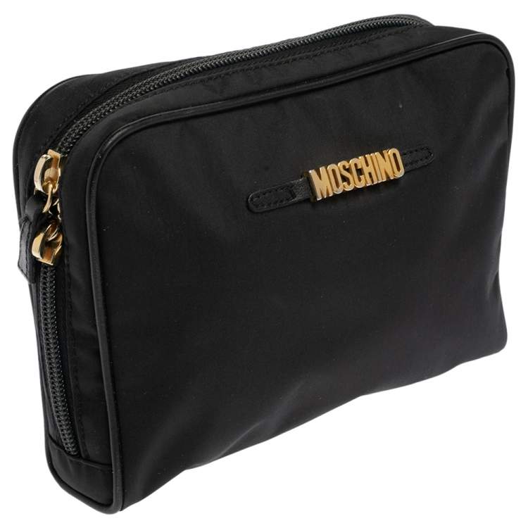 مملوكة مسبقًا Moschino Black Nylon Cosmetic Pouch