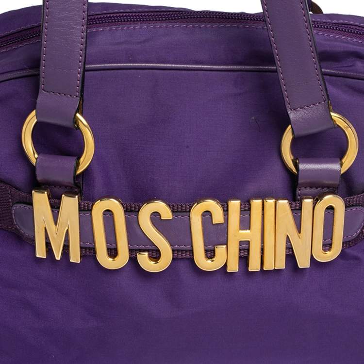 Pre Owned Moschino Purple Nylon Satchel
