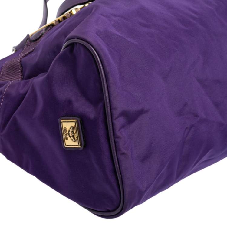 Pre Owned Moschino Purple Nylon Satchel