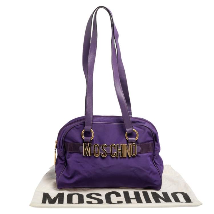 Pre Owned Moschino Purple Nylon Satchel