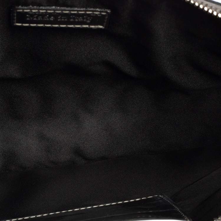 Pre Owned Moschino Silver Leather And PVC Pill Blister Wristlet Clutch